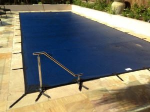 Blue leaf & debris cover on rectangular pool